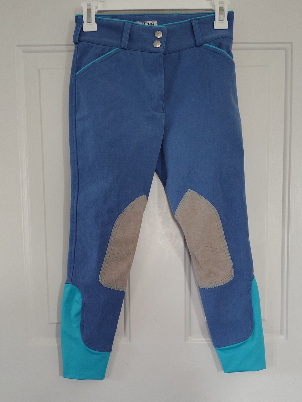 Dover Saddlery Kids Riding Breeches in Blue/Teal-Performance Equestrian Tights